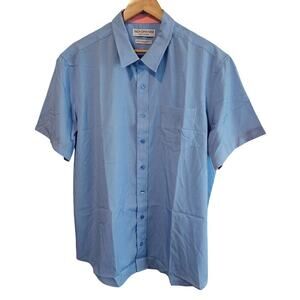 Nick Graham Button Up Shirt Mens 2XL Blue Plaid Stretch Modern Fit Preppy Casual